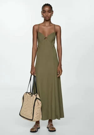 Mango Valen - Robe longue - kaki 