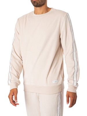 Tommy_hilfiger        Lounge Velour Track Sweatshirt - Cashmere Creme 