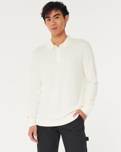 Hollister Textured Long-Sleeve Sweater Polo 