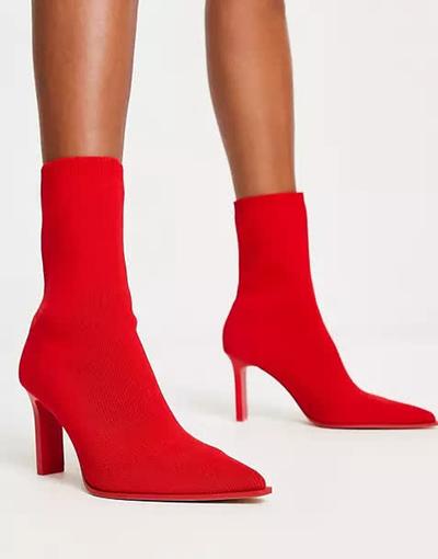 Stradivarius  - Bottines souples à talon - Rouge 