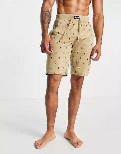 Ralph_lauren Collaboration Polo  x Asos - Short décontracté avec logo sur l'ensemble - Taupe 