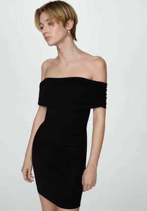 Mango Bardot - Robe en jersey - černá 