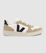 Veja Baskets V 10 Chromefree Cuir Extra Blanc Noir Sahara 