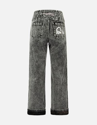 Evisu Triple Waistband Wide Leg Jeans 