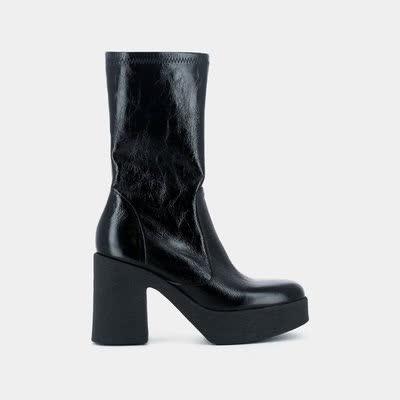 Jonak Mi-bottes en cuir vieilli Drice, plateforme 