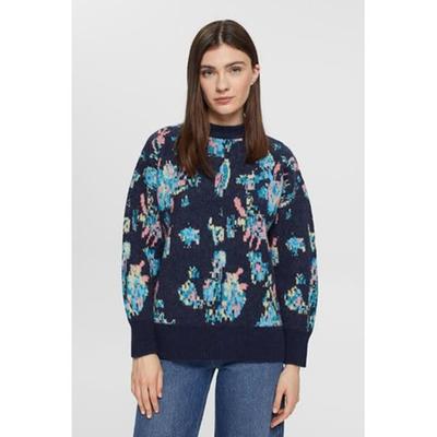 Esprit Pull col rond en grosse maille motif floral 