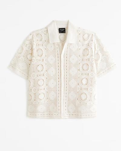 Abercrombie Crochet-Style Button-Through Sweater Polo 