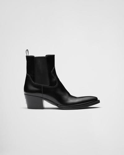Prada Bottes en cuir brossé 