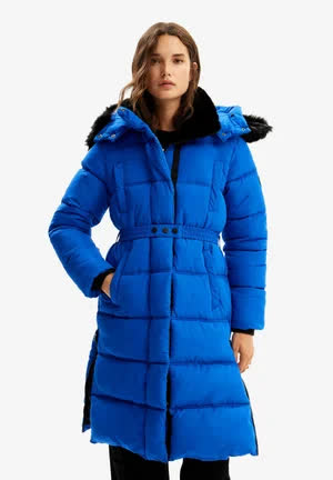 Desigual Quilted Belted - Manteau d'hiver - blue 