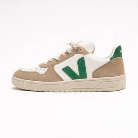 Veja  V-10 ChromeFree Leather Extra White / Emeraude / Sahara 