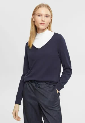 Esprit V Neck - Pullover - navy 