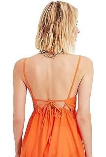 Trendyol Femme Robe de Plage midi tissée à Volants Coupe régulière 