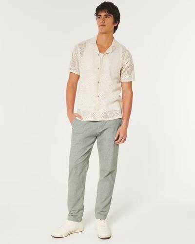 Hollister Slim Straight Linen Blend Flex Waist Pants 