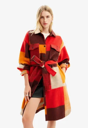 Desigual Checked - Manteau classique - orange 