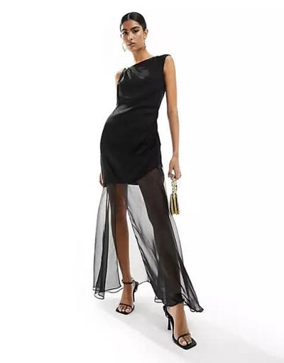 Forever_new  - Robe longue transparente et contrastante - Noir 