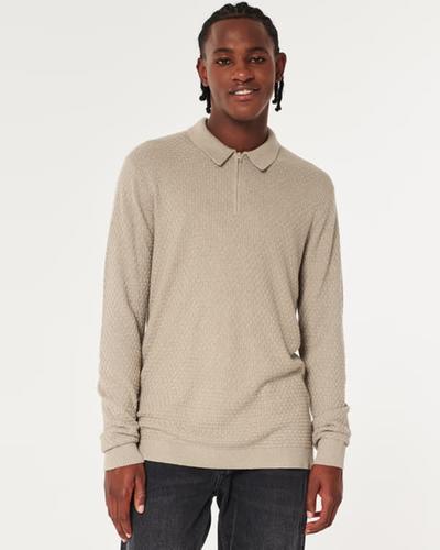 Hollister Textured Long-Sleeve Sweater Polo 