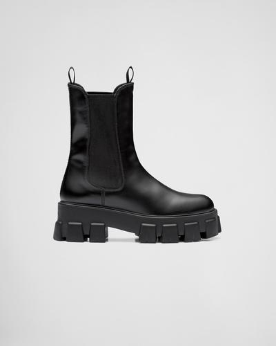 Prada Bottines Monolith en cuir brossé 