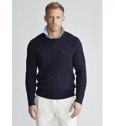 Ralph_lauren Polo   															 					Navy Cotton Braided Knitted Knitted Pullover 