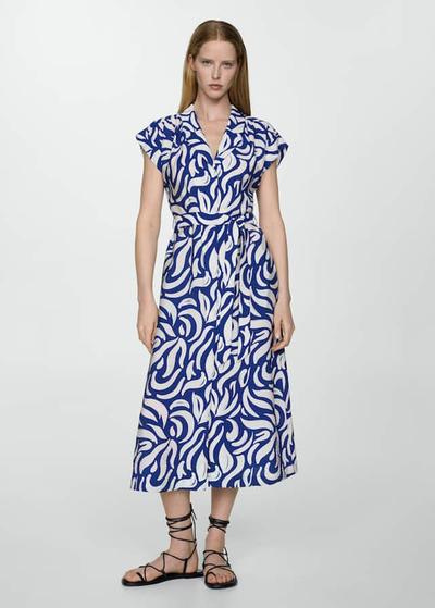 Mango Robe chemise texturée nœud 