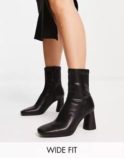 Stradivarius  - Pointure large - Bottines souples à talon mi-haut - Noir 