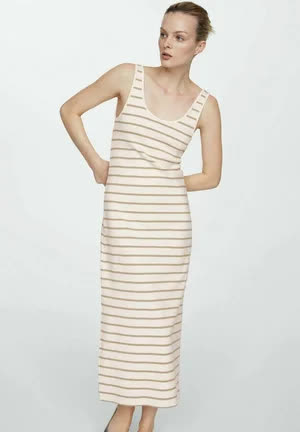 Mango Macaroon - Robe pull - khaki 