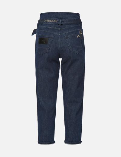 Evisu Leather Badge Relaxed Fit Belted Jeans 