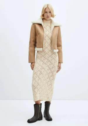 Mango Robe fourreau - ecru 