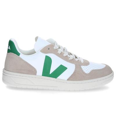 Veja Baskets V-10 Chromefree Leather White Emeraude Sahara 