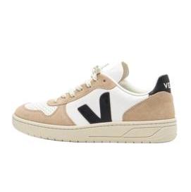 Veja  Women's V-10 ChromeFree Leather Extra-White / Black / Sahara 