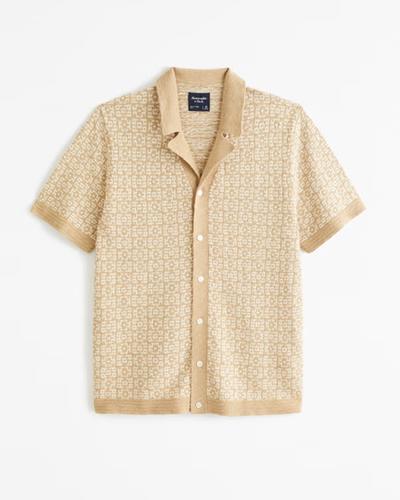 Abercrombie Stitch Button-Through Sweater Polo 