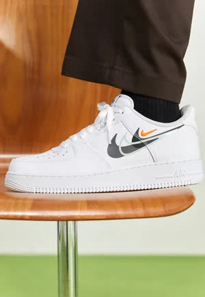 Nike  Air Force 1 '07 - Baskets basses - white/ash/black/light silver/bright mandarin 