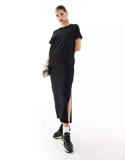 River_island  - Robe t-shirt mi-longue - Noir 