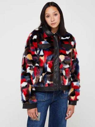 Desigual Manteau Bariolé En Fausse Fourrure - Noir 