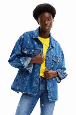 Desigual Chaq Flowers - Manteau court - denim medium 