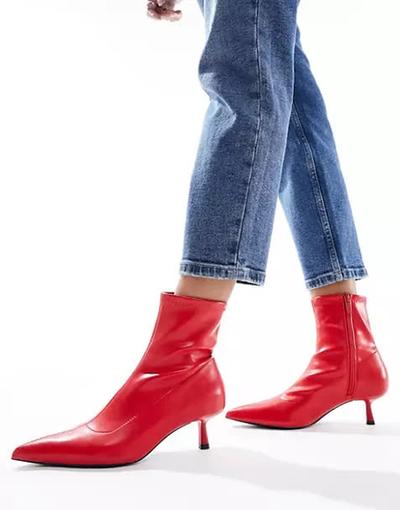 Stradivarius  - Bottines à petit talon - Rouge 