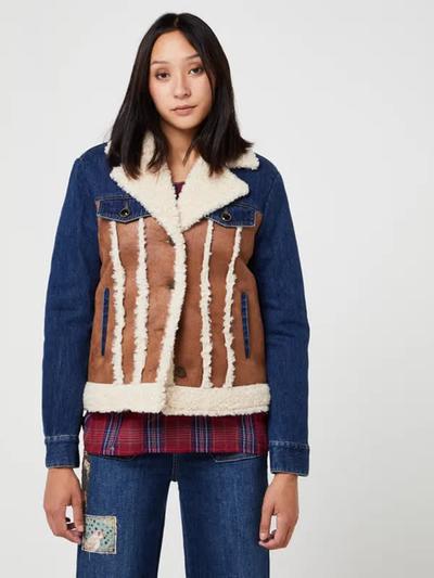 Desigual Manteau Bi Matière - Marron 