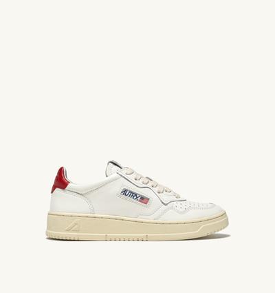 Autry Basket Medalist Low Rn Cuir Blanc Et Rouge 