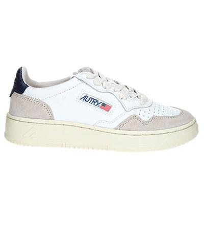 Autry Baskets homme Medalist Cuir Suede Blanc/Navy Blue 