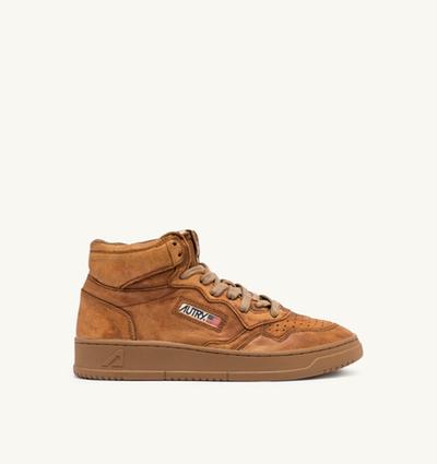Autry Baskets Medalist Mid En Cuir Nappa Tabac 