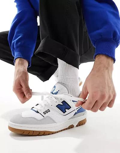 New_balance - 550 - Baskets avec bout en daim - Blanc et bleu 