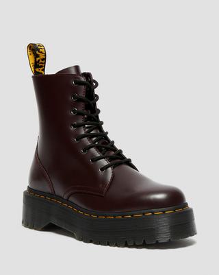 Boots plateformes Jadon en cuir Smooth en Bordeaux Dr. Martens