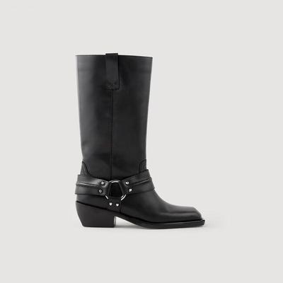 Sandro Bottes biker en cuir 