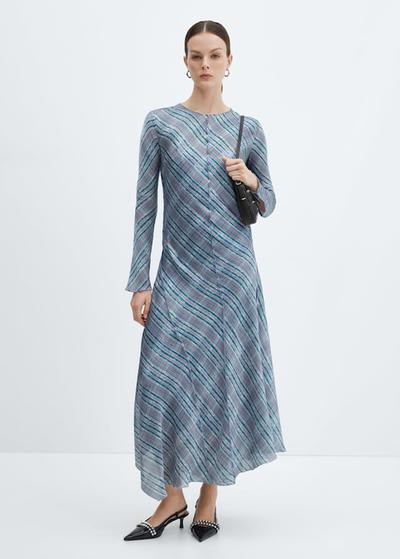 Mango Robe satinée carreaux 