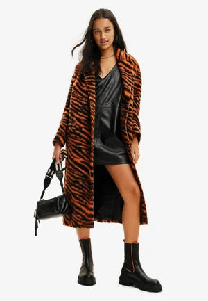Desigual Long Zebra - Manteau classique - orange 