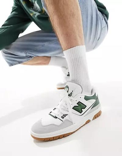 New_balance - 550 - Baskets avec bout en daim - Blanc et vert 