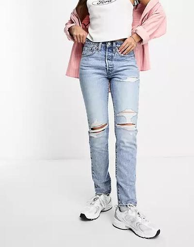 Levis Levi's - 501 - Jean skinny effet usé - Bleu clair 