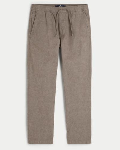 Hollister Slim Straight Linen Blend Pull-On Pants 