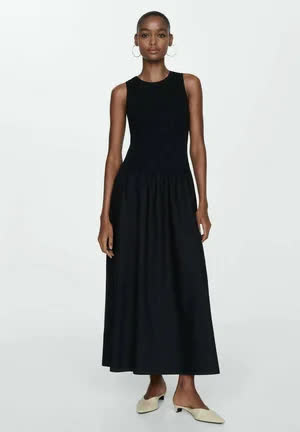 Mango Robe longue - black 