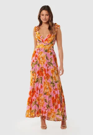 Forever_new Selena Pleated Ruffle Shoulder - Robe longue - pink wright 