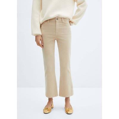 Mango Pantalon flare crop velours côtelé 